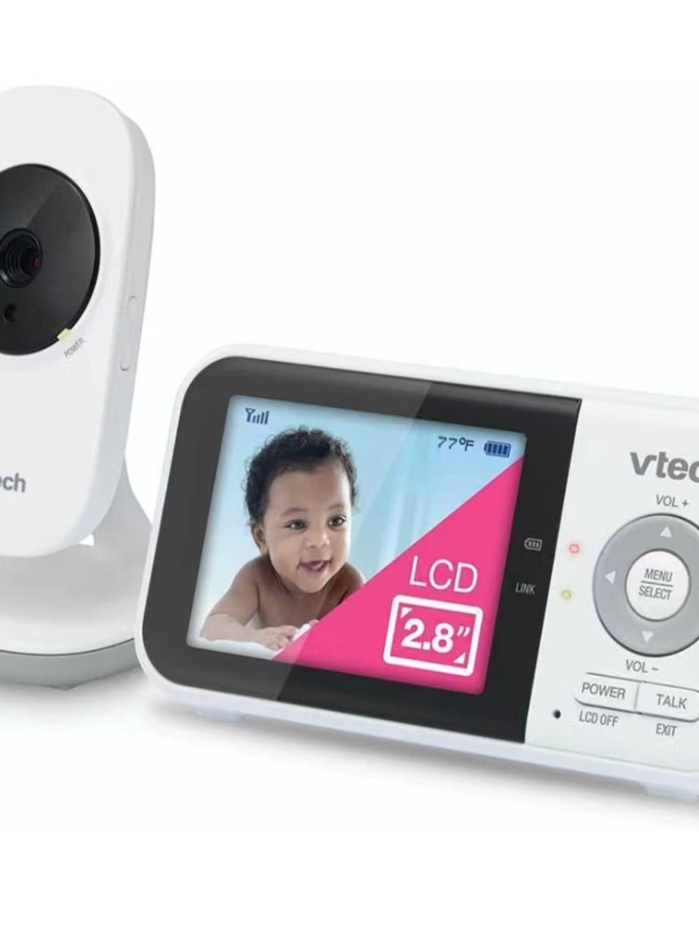 VTech White 2.8" LCD Video Baby Monitor with Night Vision